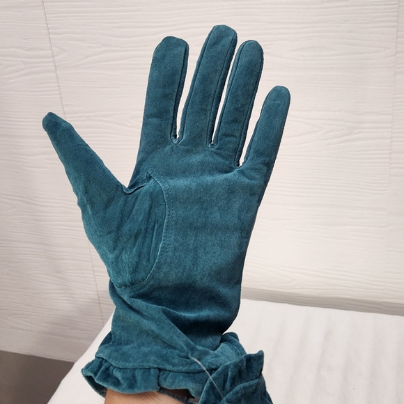 NEW Lizden Gloves Women’s Sz M Leather Suede Lined Ruffles Washable - Picture 8 of 9